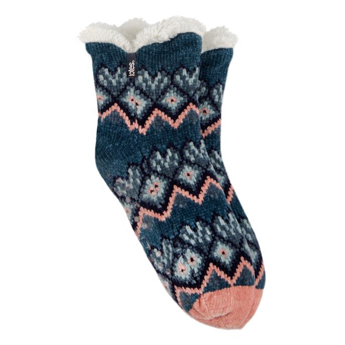 totes toasties® Ladies Chenille Crop Knitted Slipper Socks Multi Extra Image 2